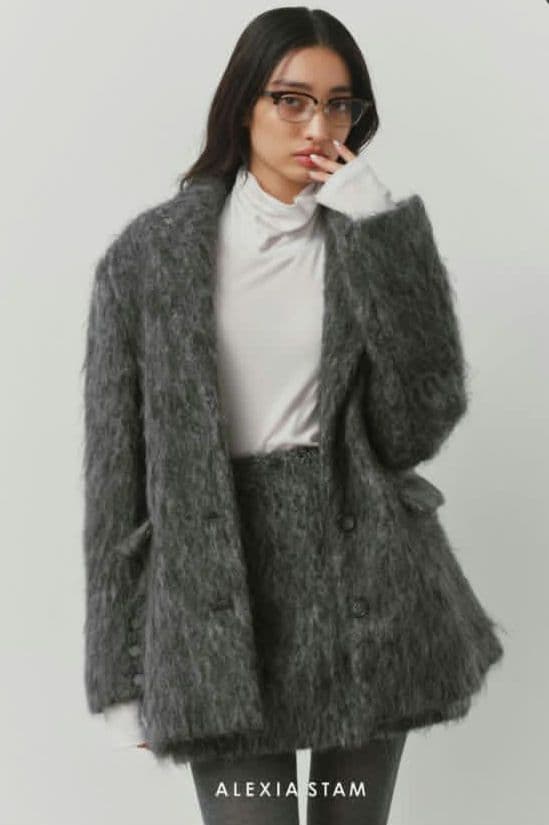 ALEXIA STAM オーバーサイズシャギージャケット チャコール M