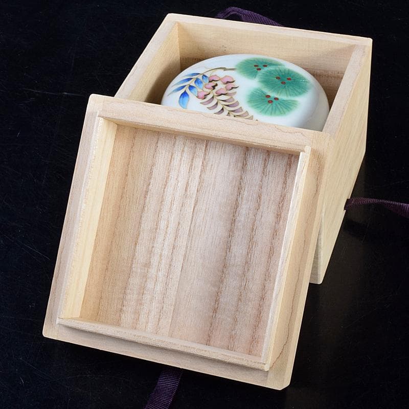 七宝焼　安藤七宝店　藤松紋　盒子蓋物　共箱　M　R7693