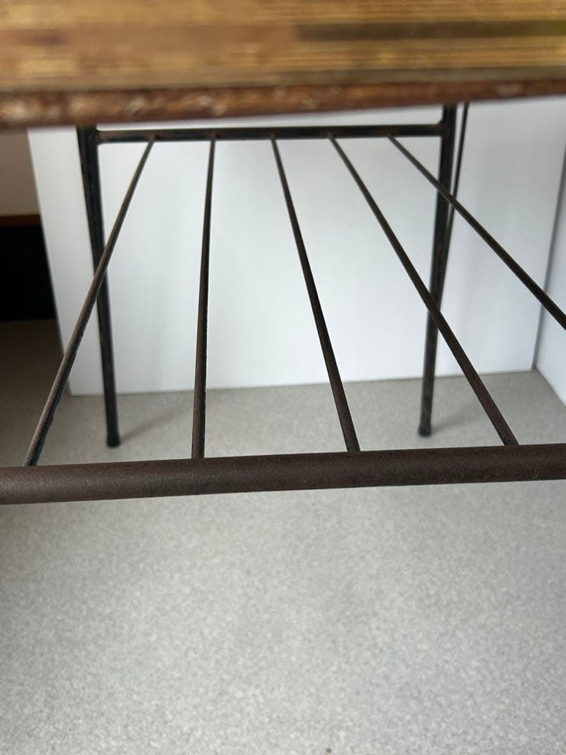 ヴィンテージ 昭和レトロ 鉄脚テーブル 作業台 ダイニング 机ミッド