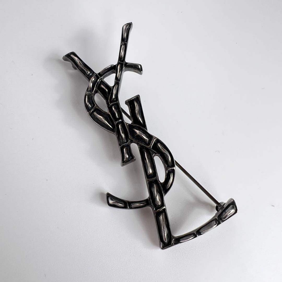 【極美品】サンローラン　ブローチ　オピウム　YSLロゴ　シルバー SAINT LAURENT サンローラン ブローチ OPYUM BROCHE オピウム 470371
