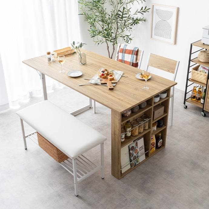 ダイニングテーブルセット 伸縮 4人 北欧 モダン おしゃれ【ブラウン】