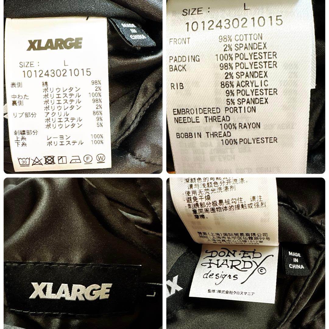 XLARGE × Ed Hardy コラボ ジャケット 刺繍 スカル ブラック