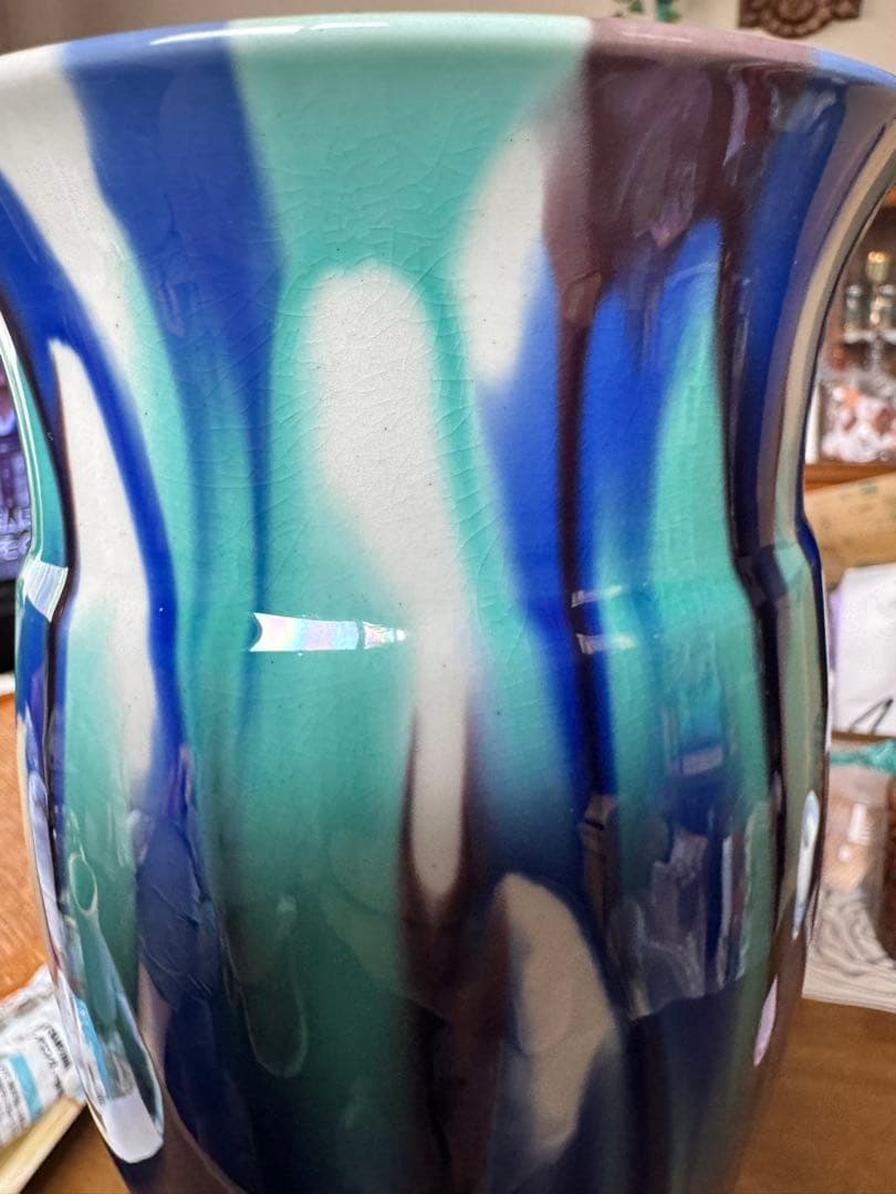 人間国宝 三代 徳田八十吉 燿彩杯 高さ36.5cm 人間国宝 三代