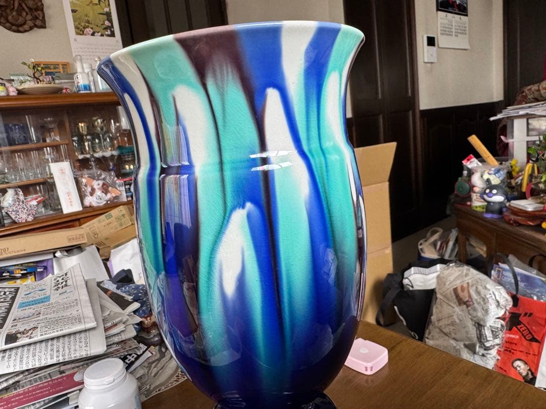 人間国宝 三代 徳田八十吉 燿彩杯 高さ36.5cm