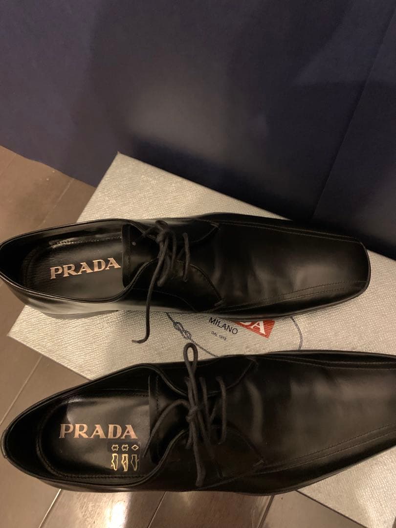 PRADA メンズ レザーシューズ 黒 7 新品 箱付 プラダ