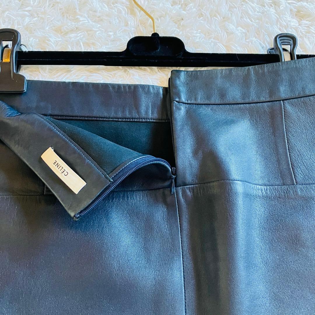 1332 セリーヌ　CELINE ミニスカート　ラムレザー　ビンテージ品　36