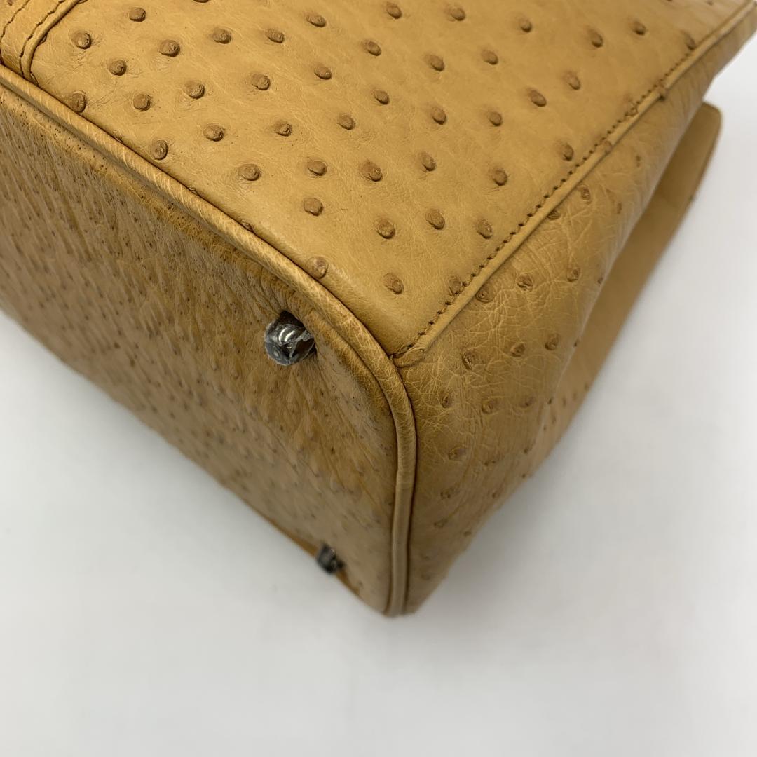 未使用品 RACINE オーストリッチ ハンドバッグ クイルマーク エキゾチック