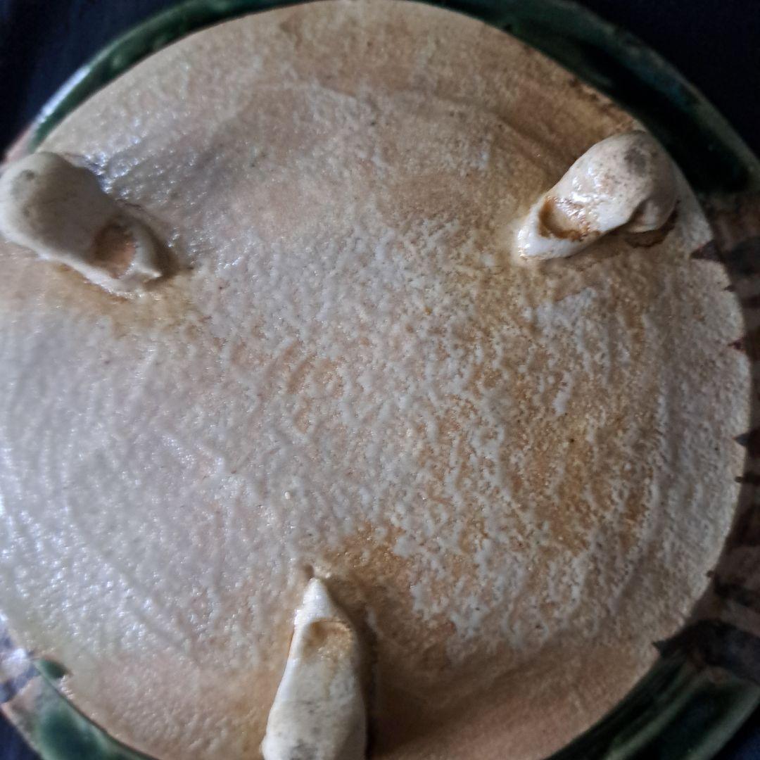 「織部(おりべ)のたたずまい」 青織部焼鉢(直径18cm) 骨董アンティーク