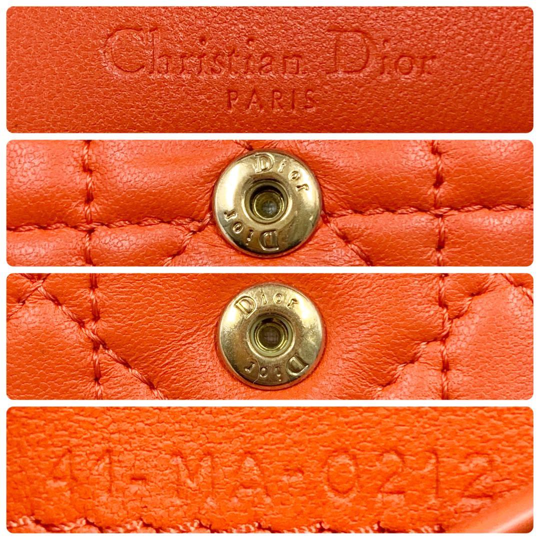 ✨希少 限定品✨】ディオール 三つ折り財布 カナージュ レザー オレンジ