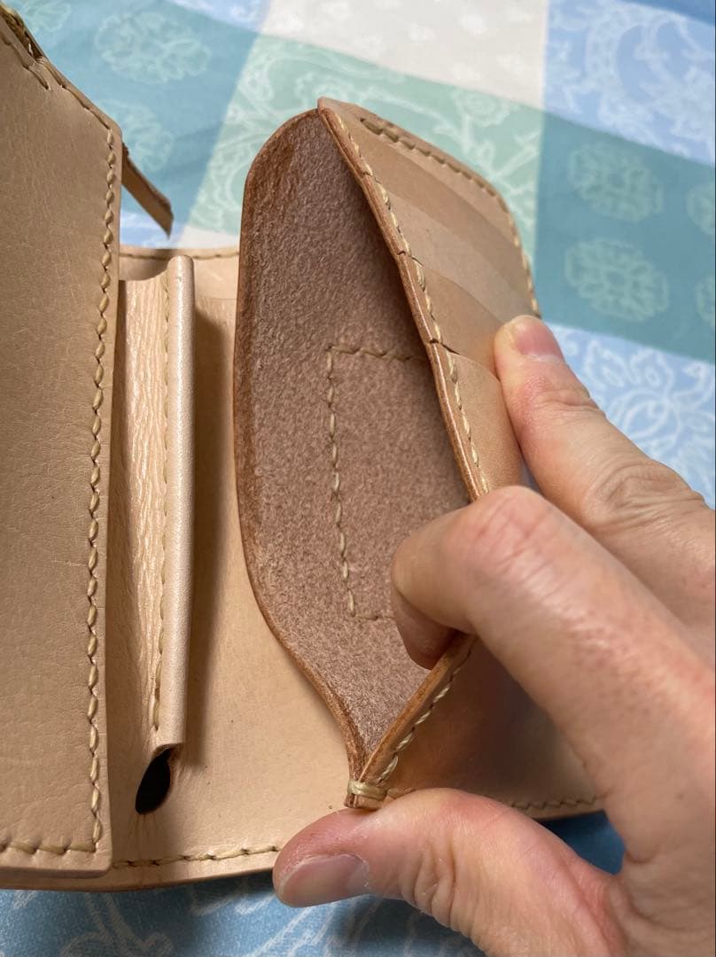 doさん専用　ミドルウォレット　手染め　青　本革　ハンドメイド