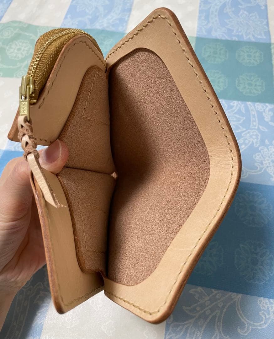 doさん専用　ミドルウォレット　手染め　青　本革　ハンドメイド