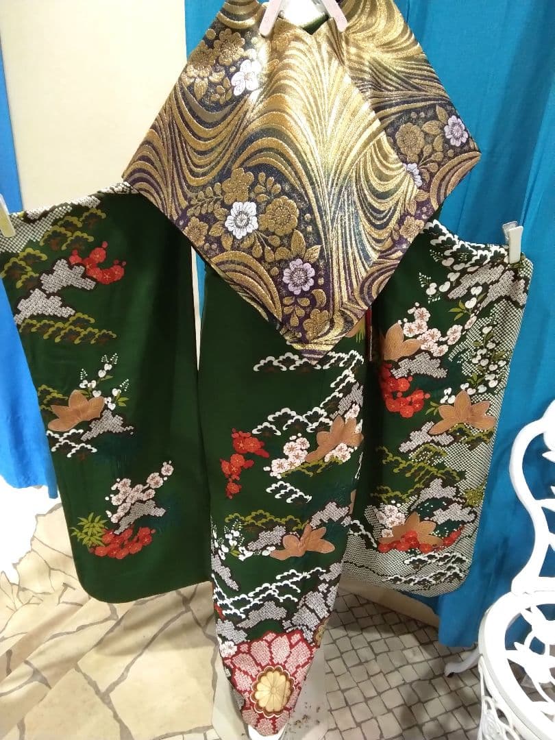 お値下】振袖フルセット、正絹成人式、重ね衿、帯揚げ帯締め、西陣袋帯