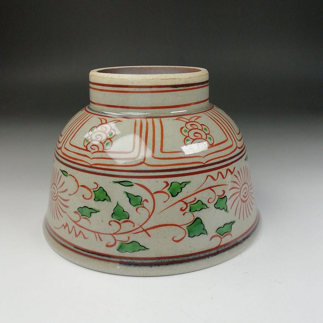 T607 茶碗 『膳所焼』『赤絵 安南写』『淡海ぜぜ陽炎園 造』 共箱