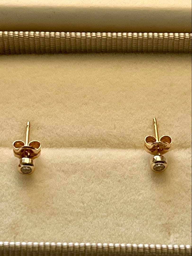 【ete】K18 ダイヤモンド 0.1ct ピアス「ブライト」　ピンクゴールド