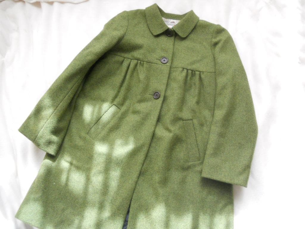 ボンポワン長袖ウールコート*10a＊モスグリーン<ウール*Bonpoint