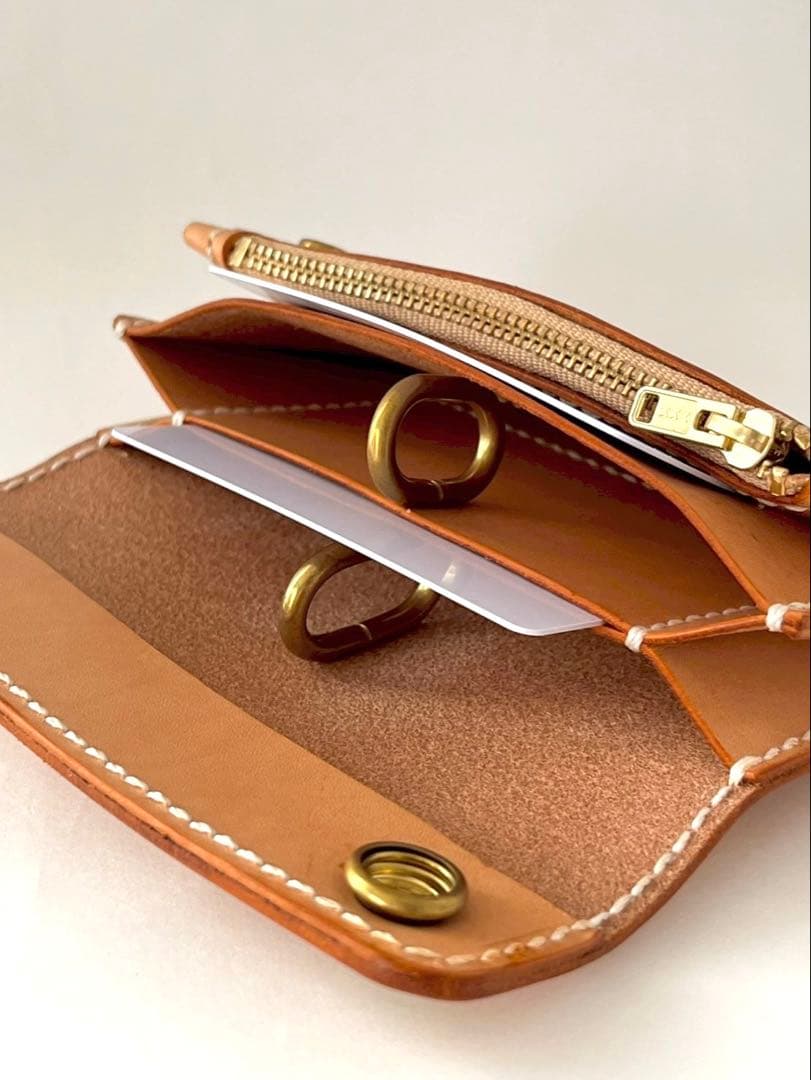 ミドルトラッカーウォレット｜三層タイプ｜本革（牛革）ヌメ革 ×手縫い ×真鍮金具