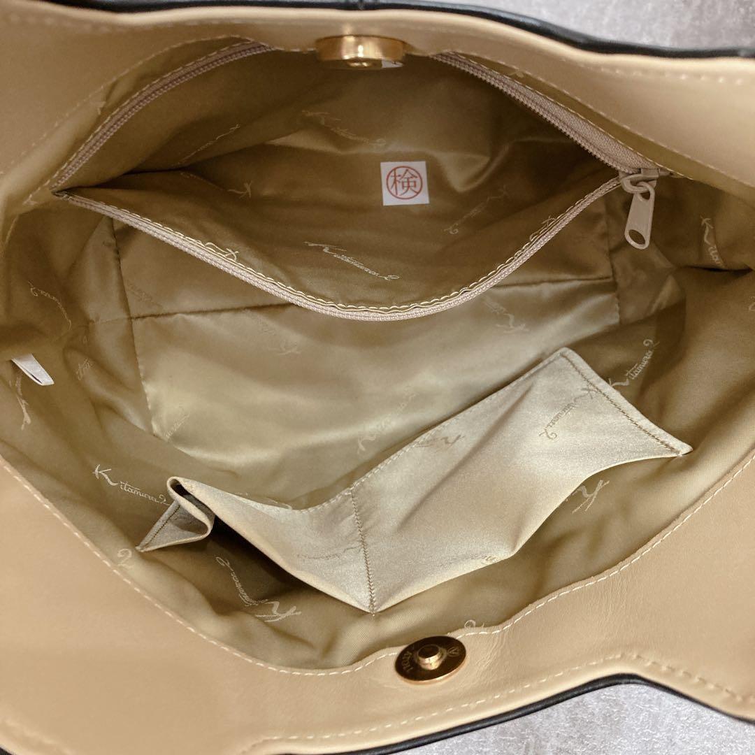 【未使用級】kitamura キタムラ カットワークロゴ　本革 レザー トート