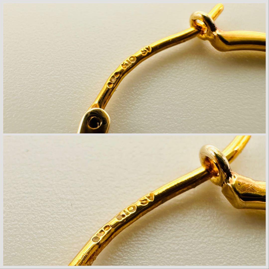 COCOSHNIK オーバル フープピアス シルバー×K10 ゴールド K10月甲