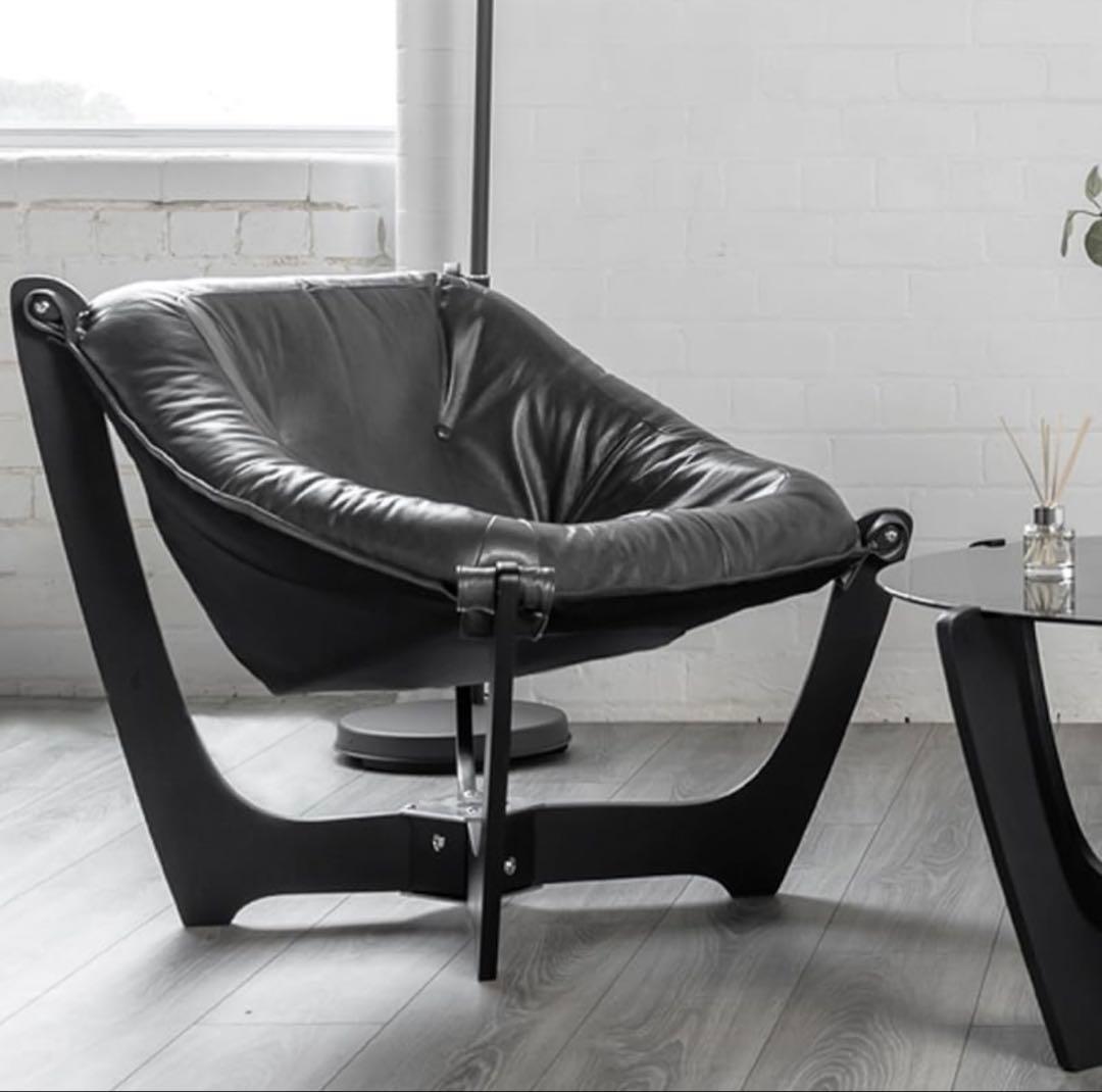 ギャラクシー ルナ ローバック パーソナルチェア 革張 ブラック　本革