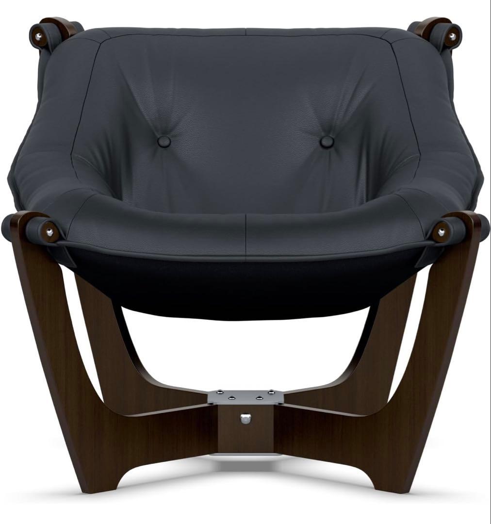 ギャラクシー ルナ ローバック パーソナルチェア 革張 ブラック　本革