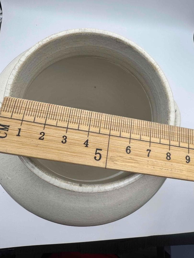 宋時代 白磁 定窯双環耳広口壺 水丞 宋磁 【旧家蔵出し】