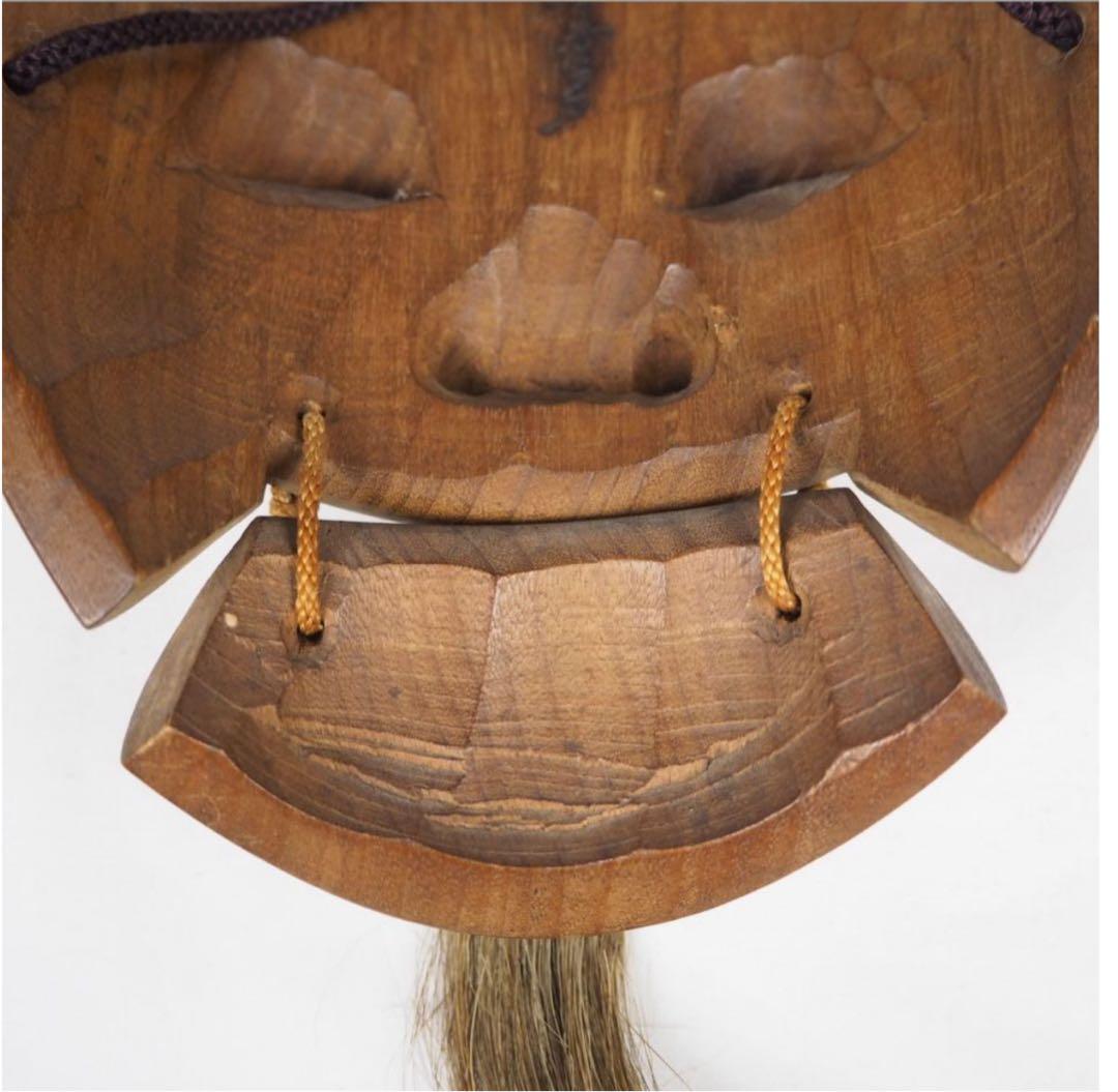 送料無料 象堂刀 木彫り能面 時代翁面 木箱付