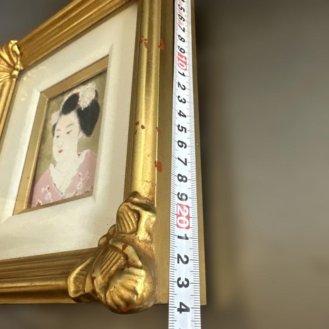 日本画 舞妓女性 金色フレーム