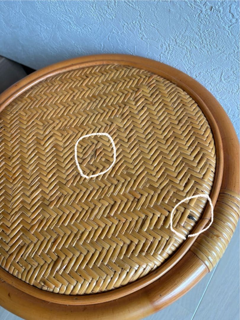 美品　ラタン製 丸型スツール 2個セット