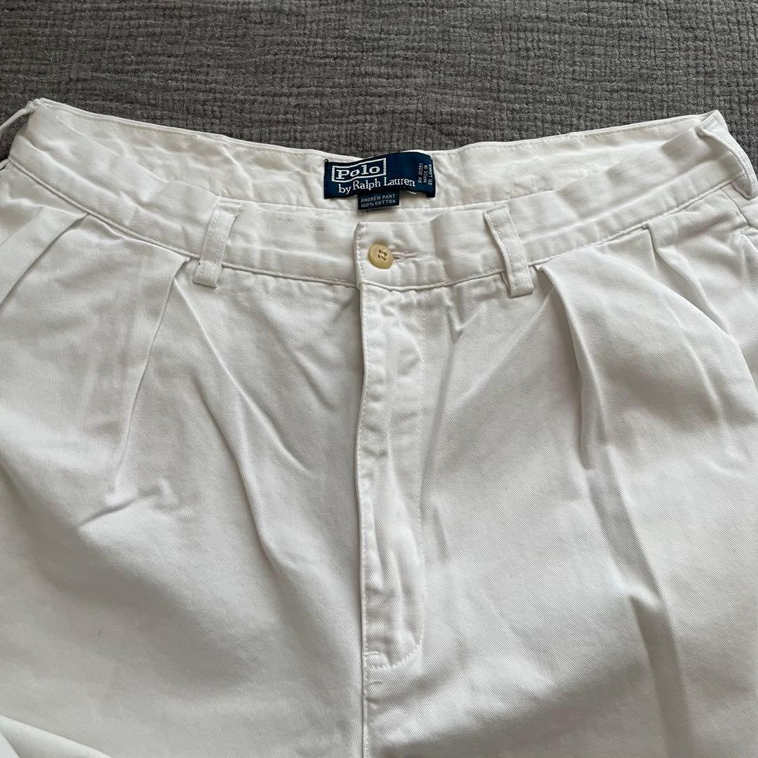 美品】 ポロラルフローレン 2タック チノパン アンドリューパンツ 白