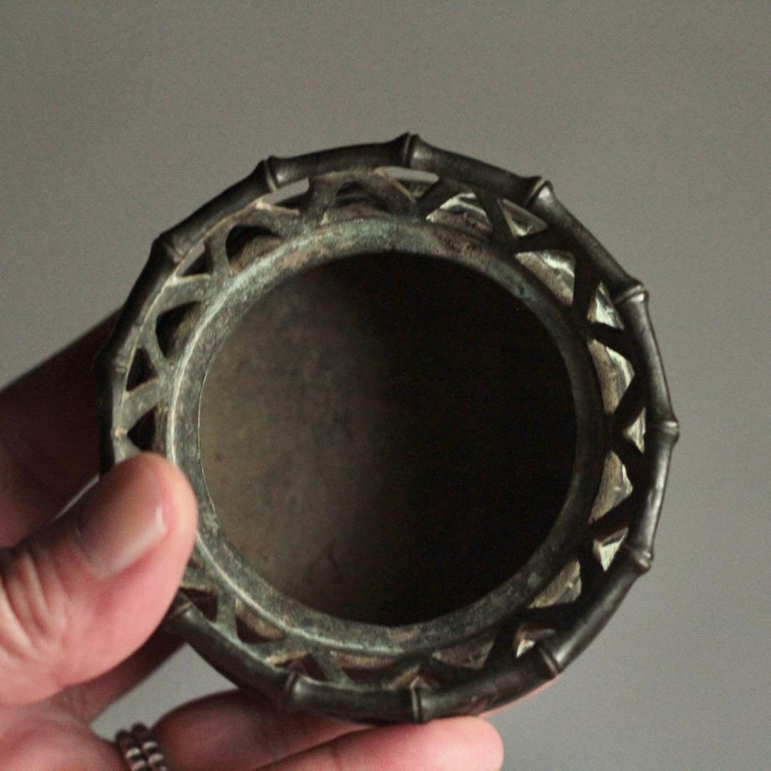 緑青のある 銅製 三足 香炉 古美術 古道具 アンティーク N110