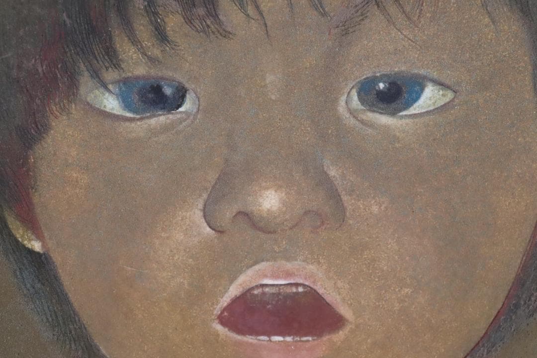 真作保証 堀泰明 「童暦」 日本画10号 共シール タトウ箱付