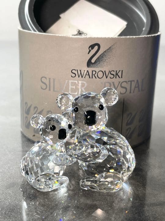 P387 スワロフスキー クリスタル コアラ 親子 2頭セット お コアラの