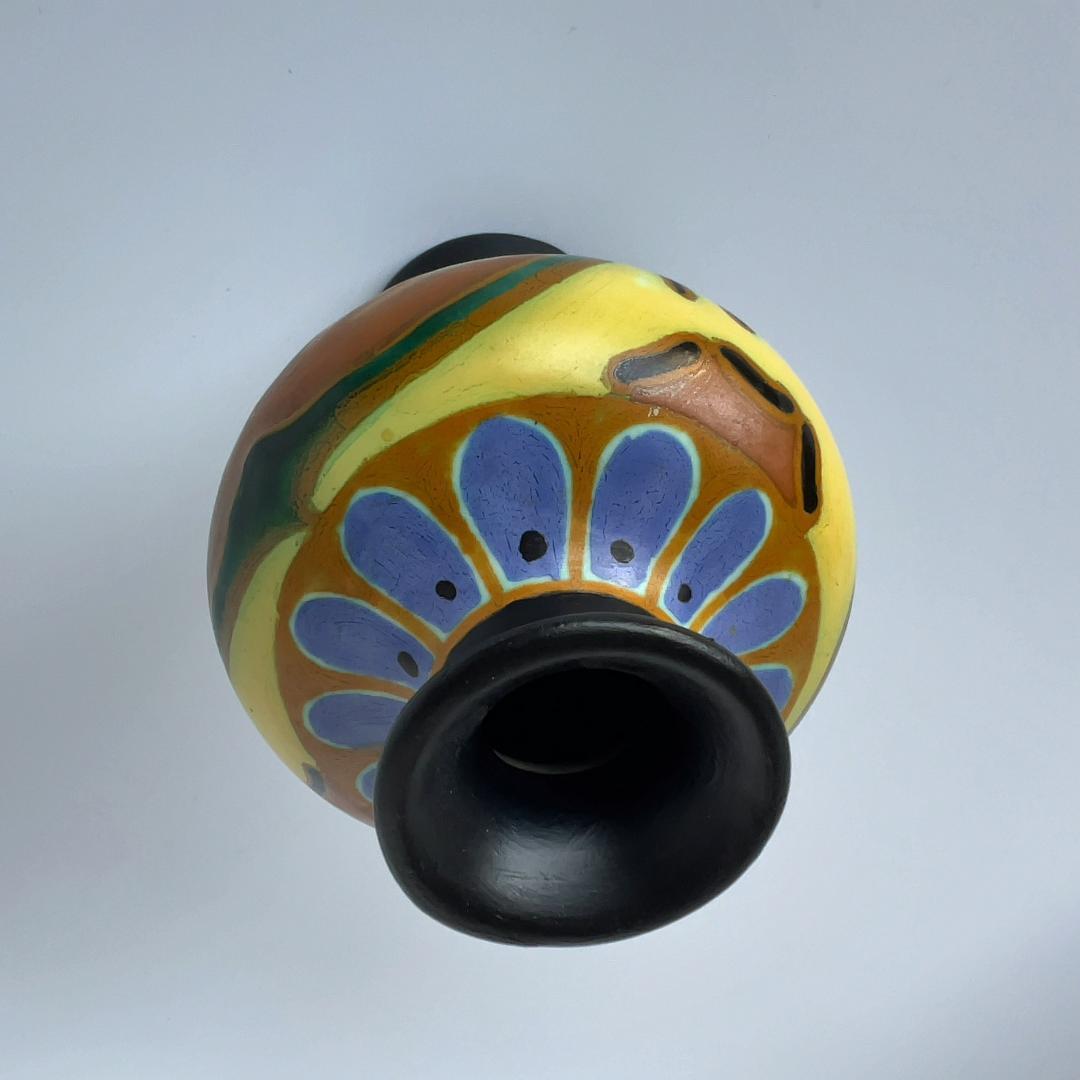 フラワーベースオランダ陶器ゴーダ窯アールデコアールヌーボー花瓶