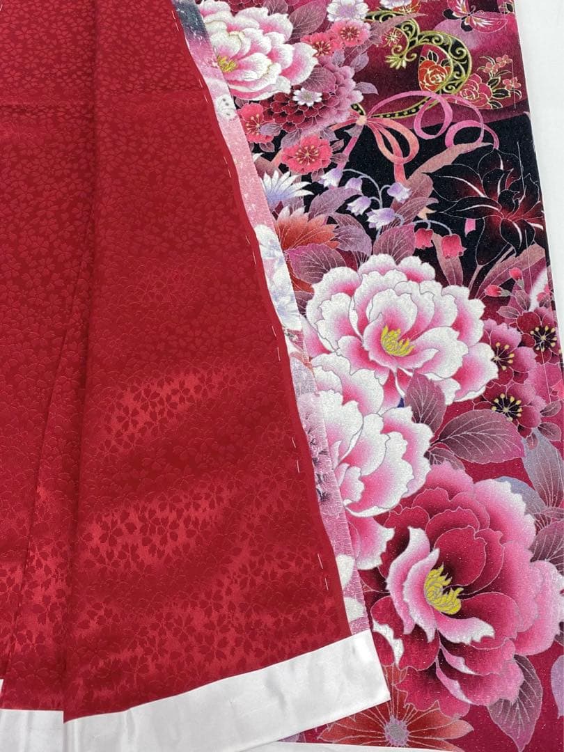 ブランド振袖 仮絵羽 Angel Heart 銀通し 正絹 未仕立て品 八掛付き