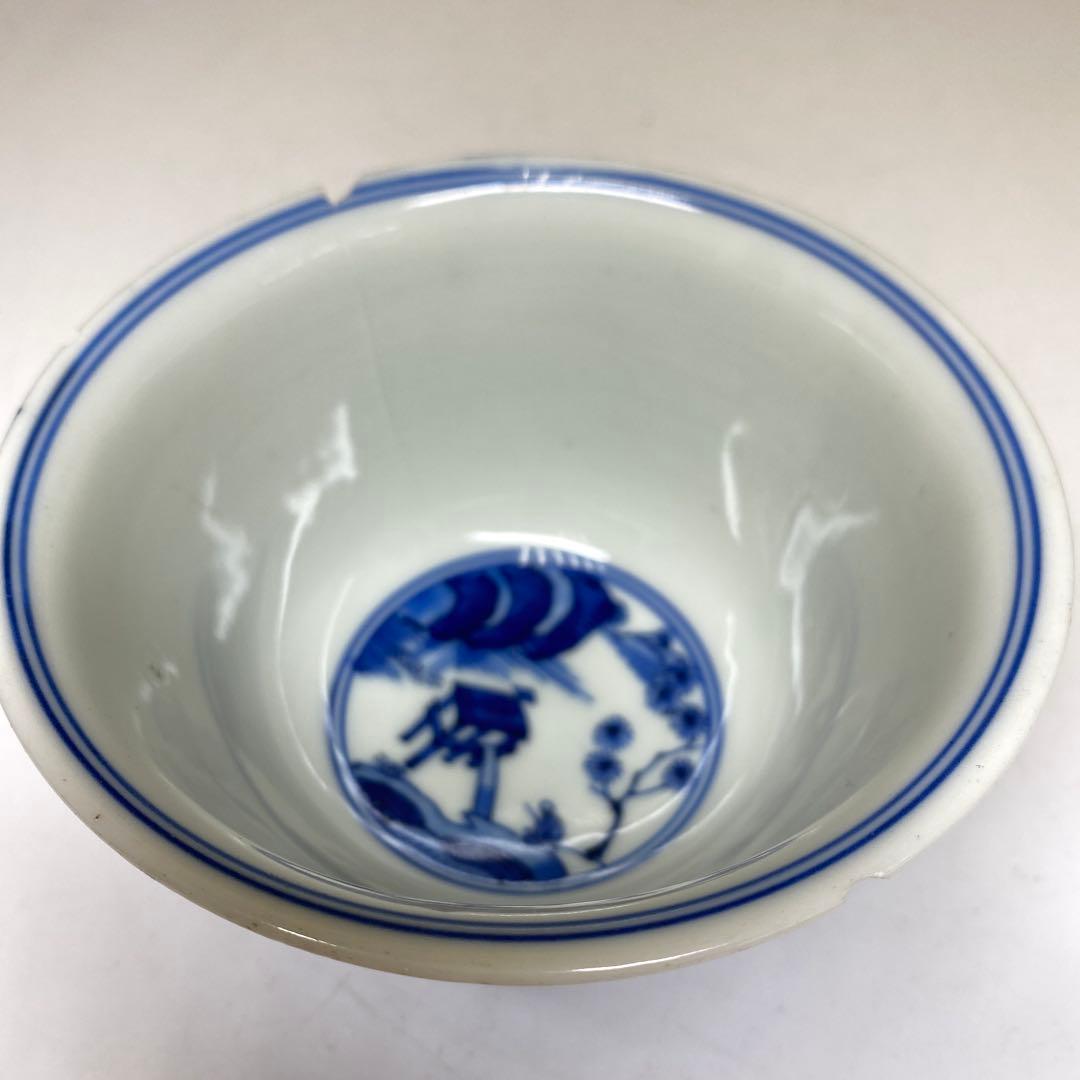 中国古玩大明嘉靖年製青花汲出碗5客径約10.5㎝東Y7-0404③トヒチサ