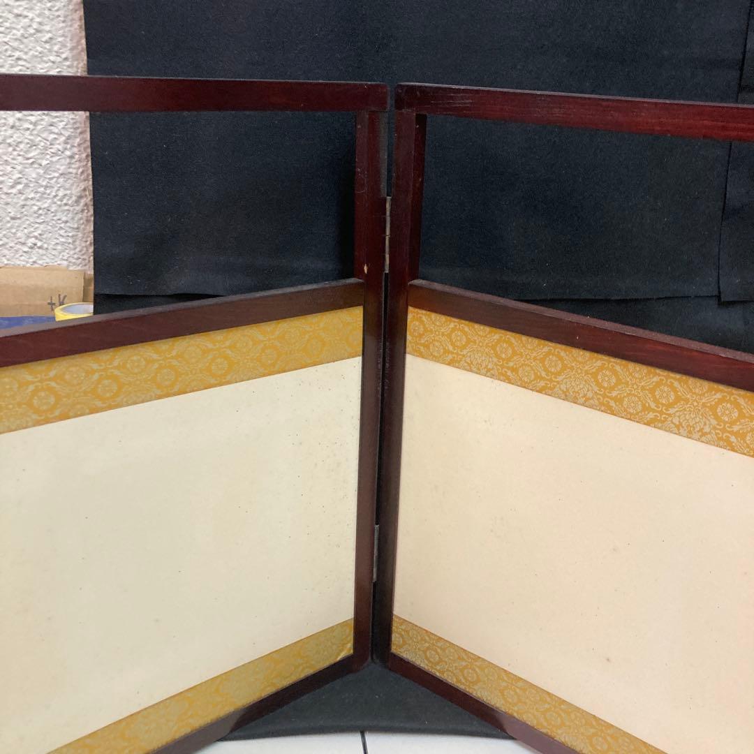 竹の絵柄 木製 茶道具 風炉先屏風 幅約87cm風炉先上透 裏白