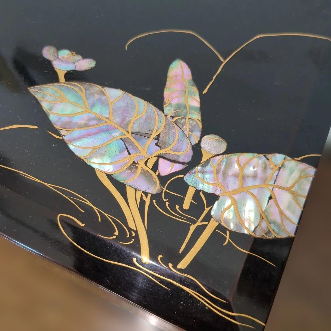 骨董 重箱 螺鈿 三段重 木製 漆器 正月 おせち 木箱