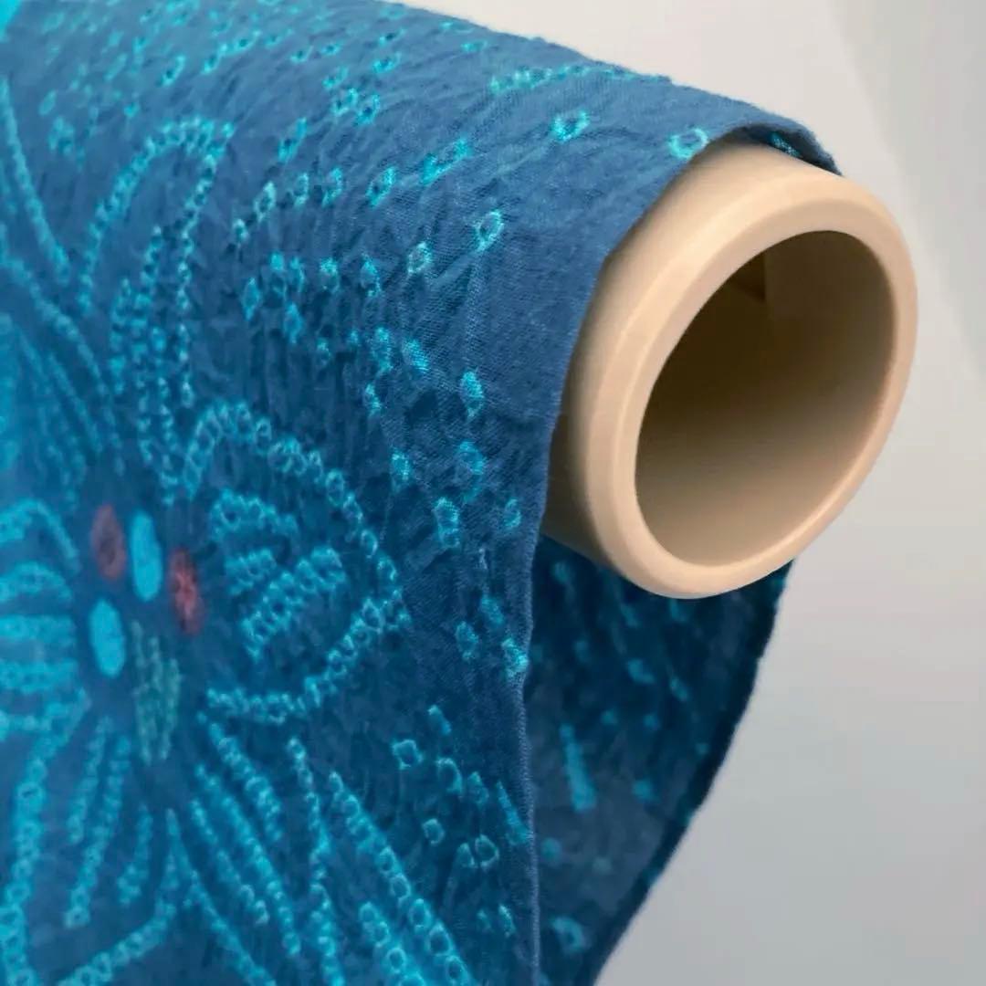 よりゆか 有松絞り・有松鳴海絞り浴衣　グレー・ターコイズNo.7-210B