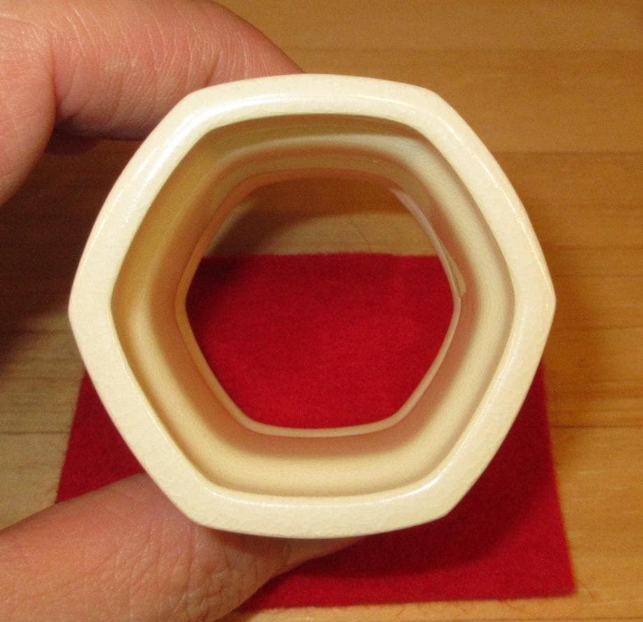 送料込【逢絢亭・新品】茶道具 蓋置 京焼 六角 青海波の絵 手塚石雲 共箱入り