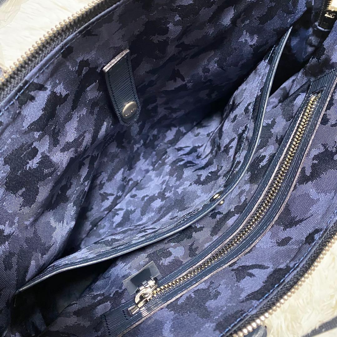 新品タグ付✨アニアリ　トートバッグブリーフケース紺レザー自立式ドーム型A4収納⭕️