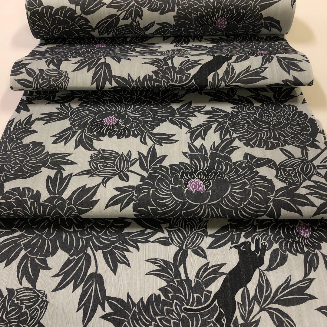 綿 浴衣 反物 撫松庵 日本製 猫 1074