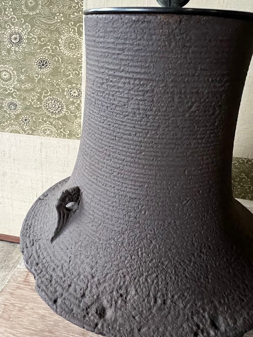 釜師 畠春斎 千筋 富士 尾垂釜 共箱付き 野々田式風炉型