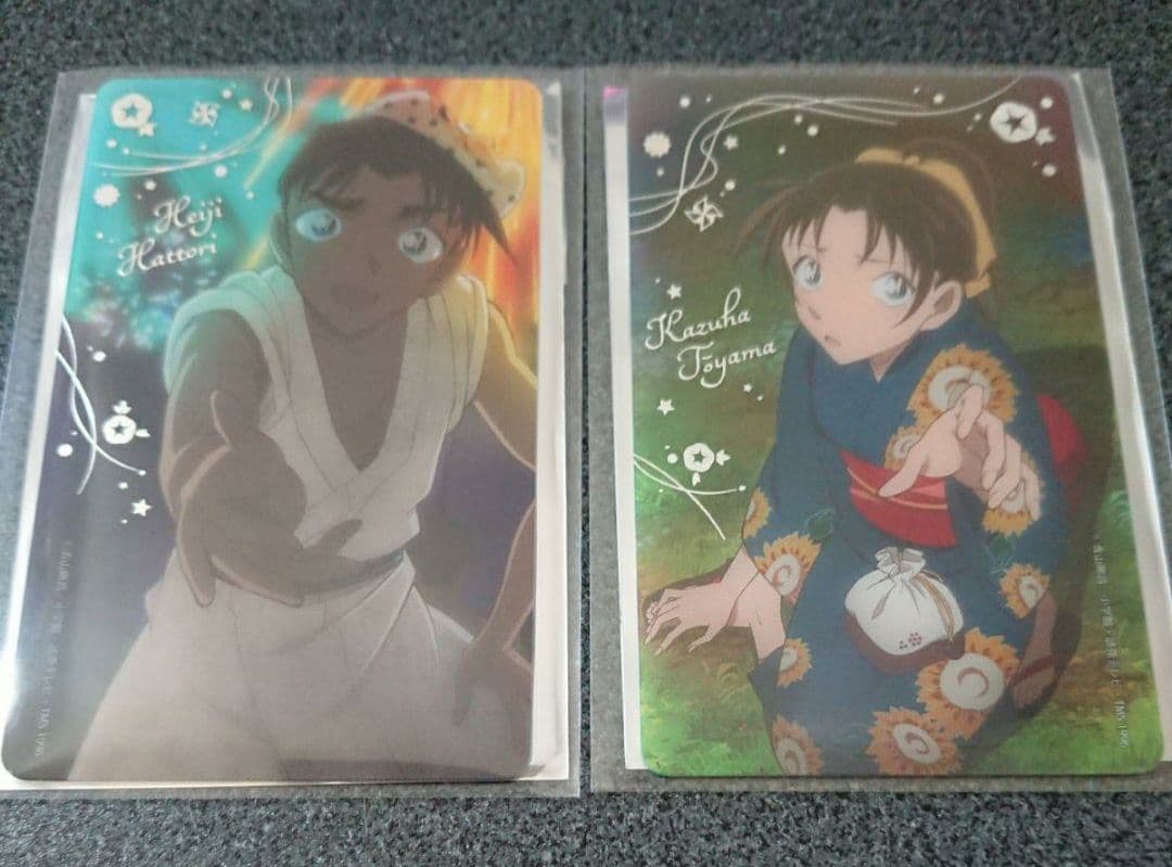 名探偵コナン缶バッジ新一蘭平次和葉夏祭り夏祭カード色紙