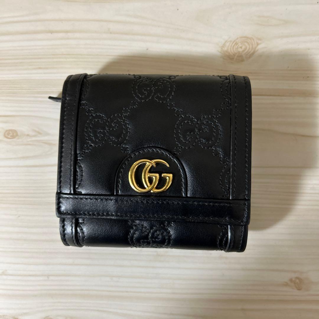 1777-8】 グッチ マトラッセ GG 折り財布 レザー 黒 - メルカリ