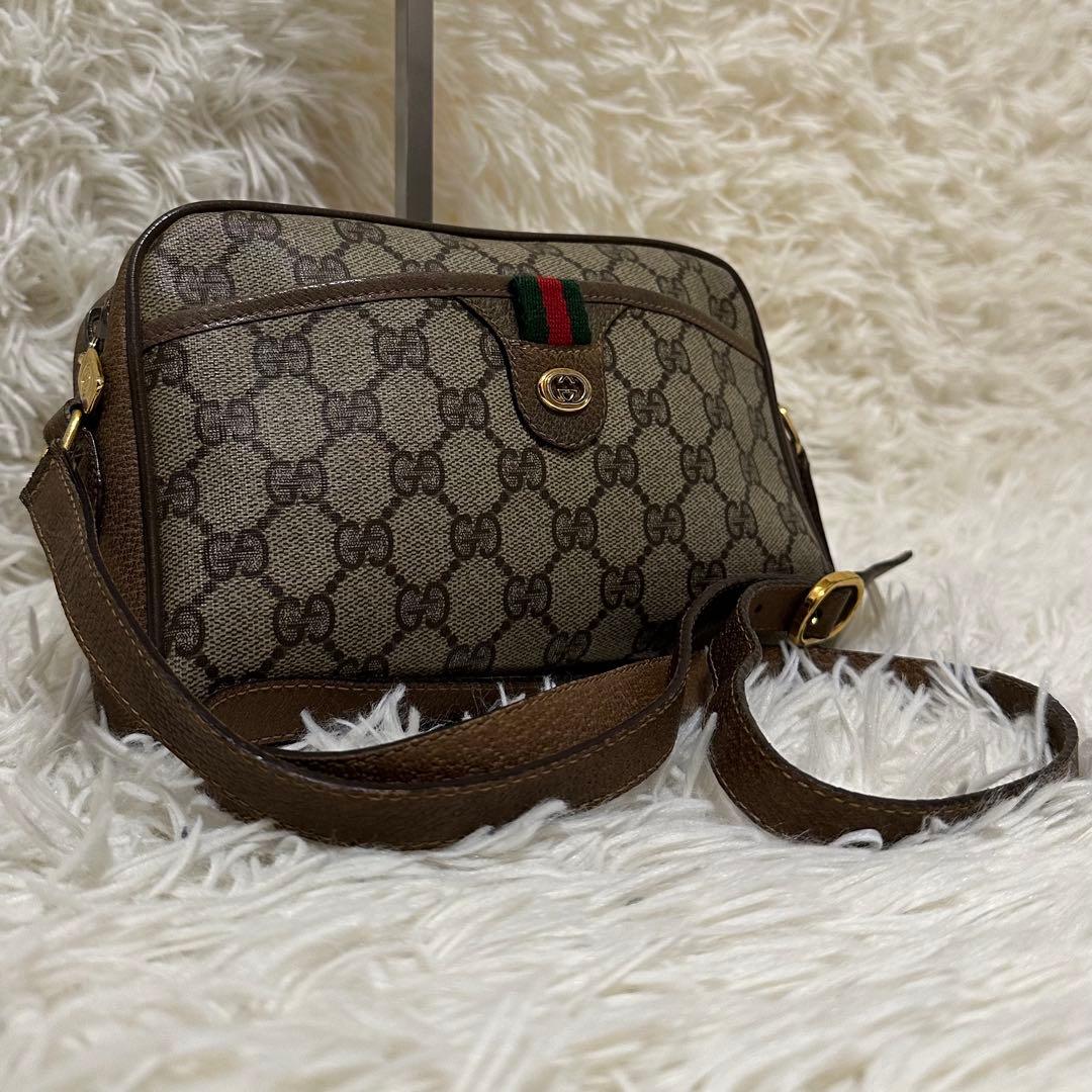 値下げ オールドグッチ GG 金具 レザー ショルダーバッグ シェリーライン