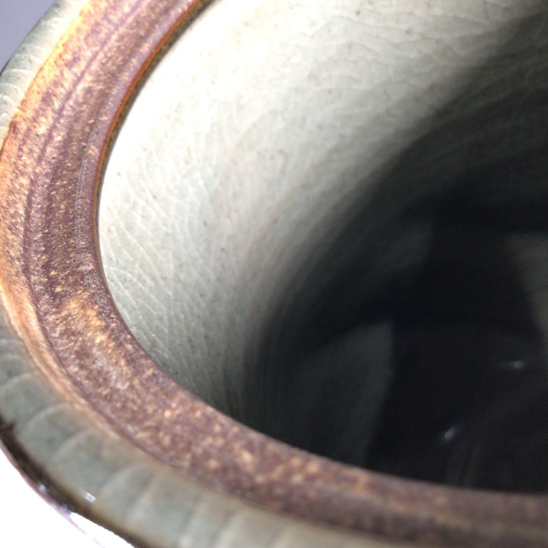 Ｎ１６５　水指　『明神窯　岡本高始造』『練上水指』　共箱　茶道具