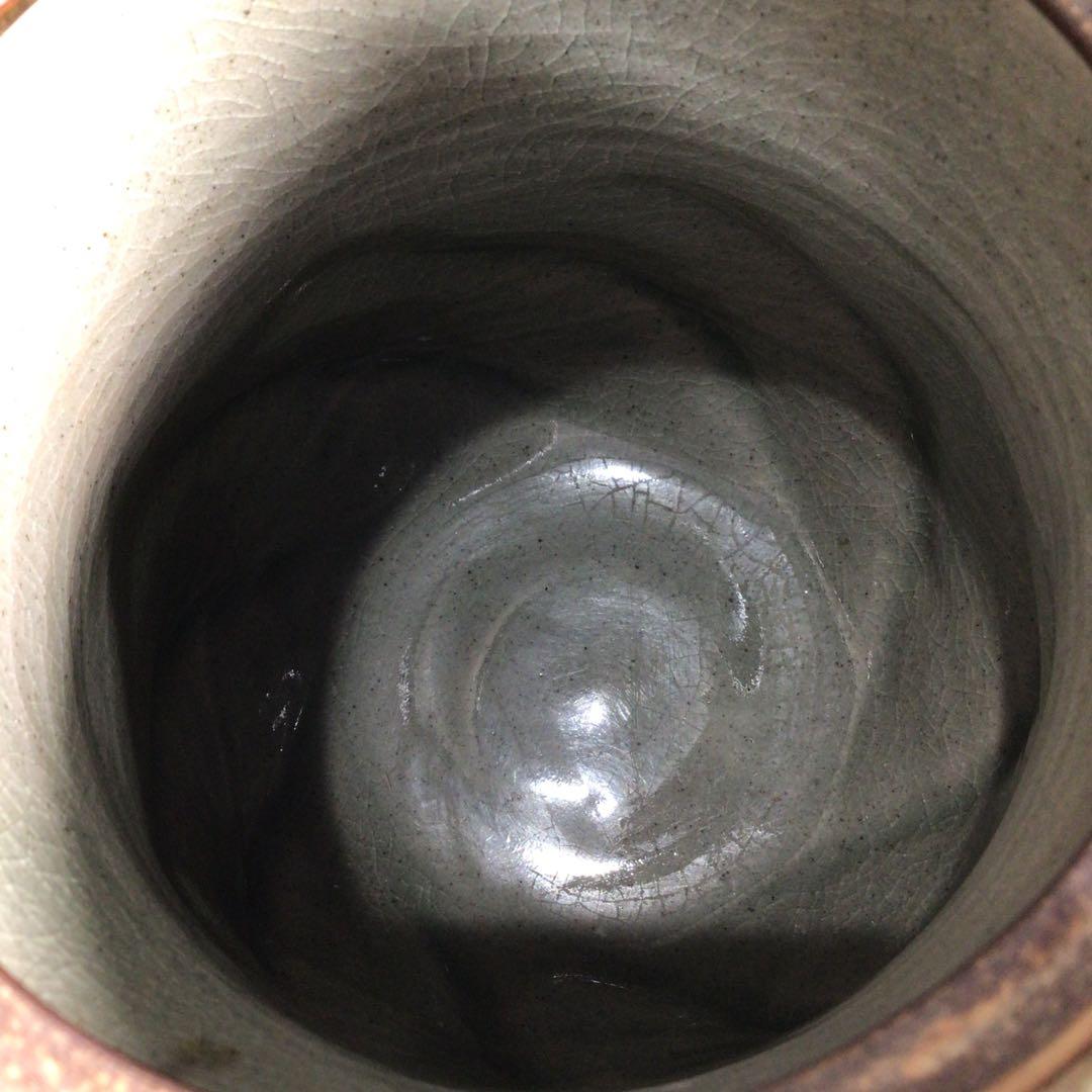 N165 水指 『明神窯 岡本高始造』『練上水指』 共箱 茶道具