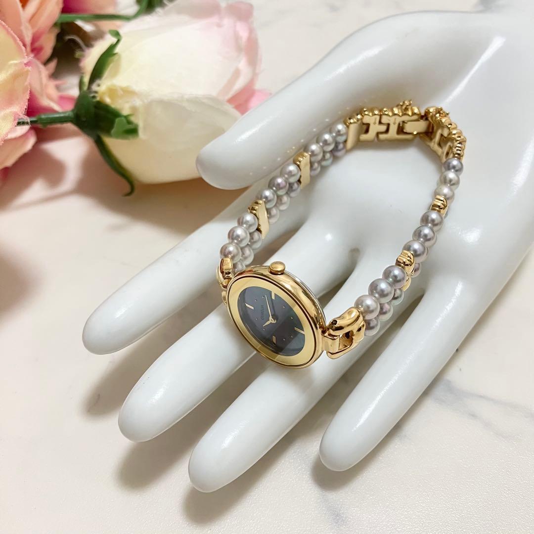 稼動品】CAMELLIA カメリア レディース パールウォッチ あこや真珠
