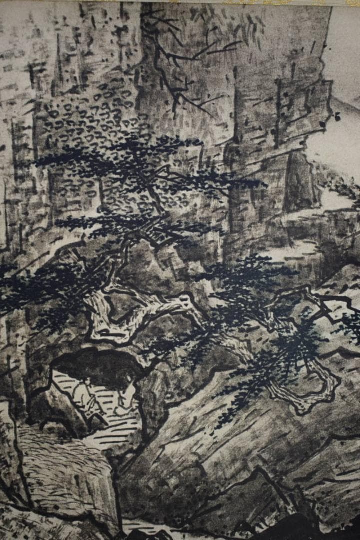 複製/雪舟/四季山水図/工芸/布袋屋掛軸HF-992