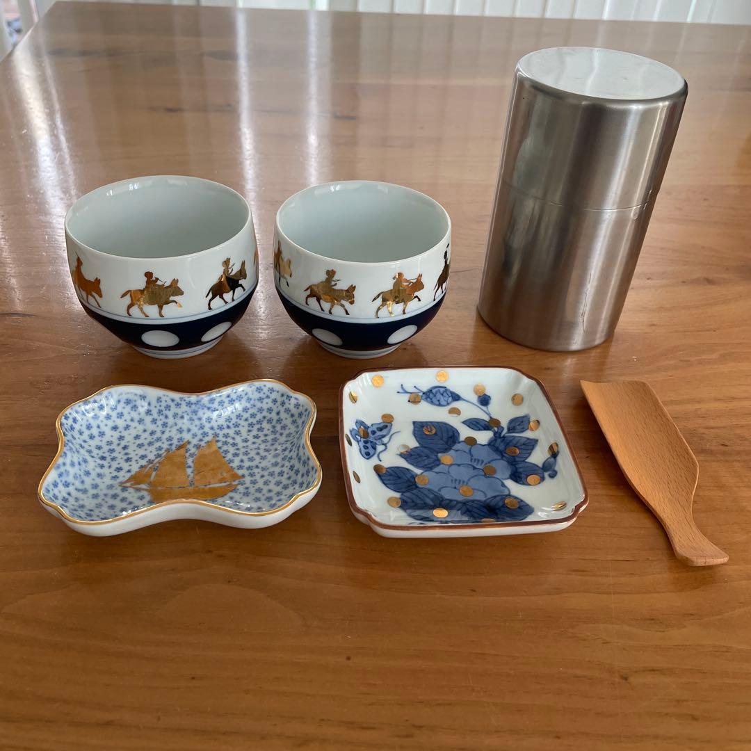 美品】香蘭社 愁海棠 染錦 磁芸工房 急須 湯呑 茶器 手描き 最上級 【